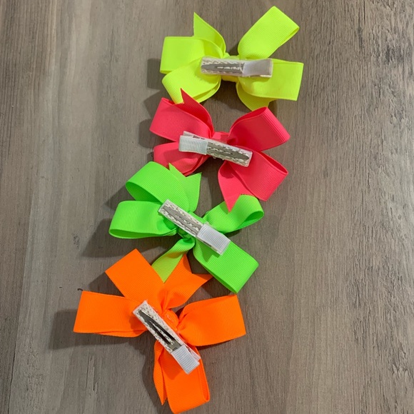 Neon Hair bows (lot of 4) used - Picture 5 of 5